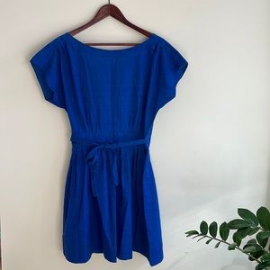 Vintage Cobalt Blue Cotton Wrap Dress
